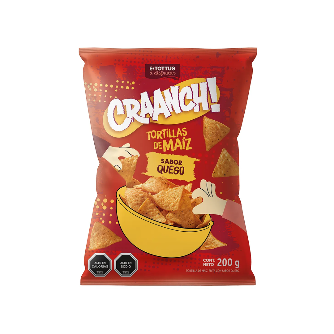 w=1200,h=1200,fit=pad (5) Snack Tortillas de Maíz Craanch! Sabor Queso Tottus 200 g - Imagen 1